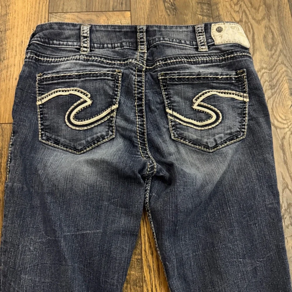 Silver Jeans Co Suki Capri Dark Wash Embroidered Denim Jeans W30 Western - Picture 10 of 11